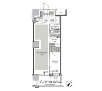 パークキューブ西ヶ原ステージ[1LDK/44.73m2]の間取図