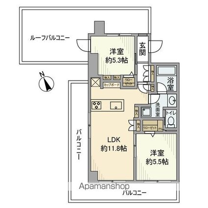 ユニハイム芦花公園[2LDK/51.53m2]の間取図