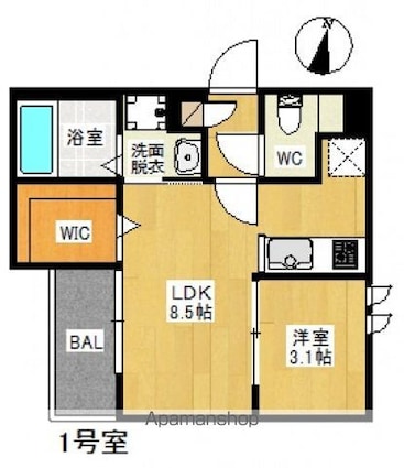 Ｒｅｇａｌｅｓｔ　Ｒ．Ｎ　五日市[1LDK/30.22m2]の間取図