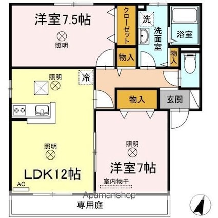 岡山県岡山市北区西辛川[2LDK/62.95m2]の間取図