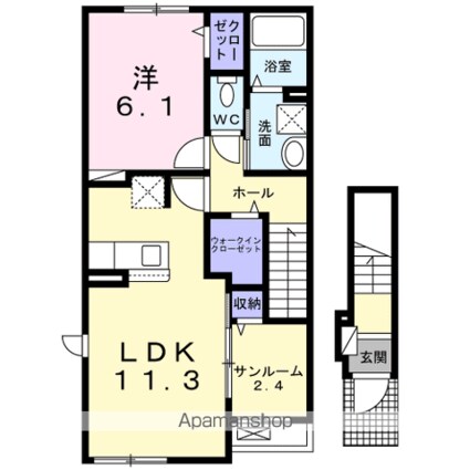 ウェルス　松江北[1LDK/50.96m2]の間取図