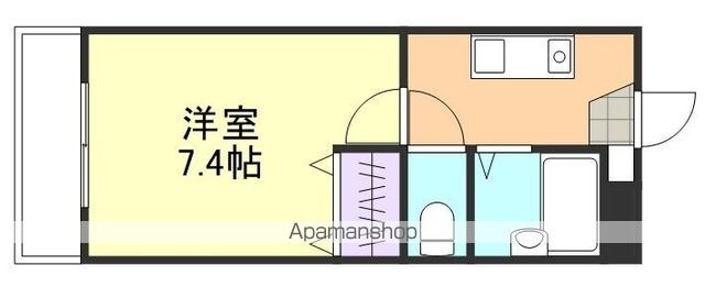 岡山県倉敷市宮前[1K/22.5m2]の間取図