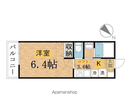 ブティカー[1K/19.87m2]の間取図