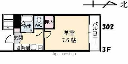 照島マンション[1K/22.44m2]の間取図