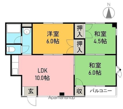 ライブコーポ若草[3LDK/60.7m2]の間取図