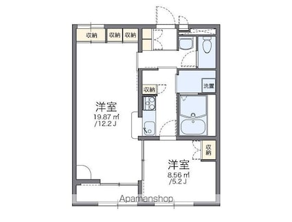 レオパレス金堀台Ⅱ[1LDK/43.06m2]の間取図