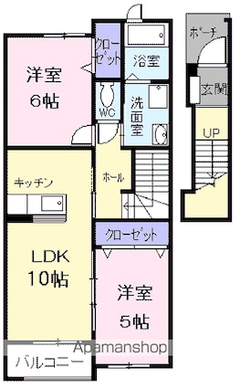ツイン　アヴニールⅡ[2LDK/54.63m2]の間取図
