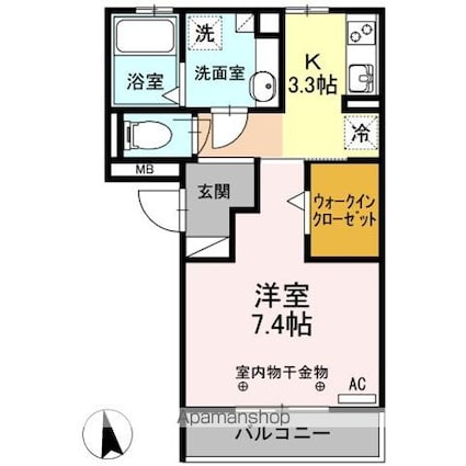 アーネスト　イン　ダイヤ[1K/30.88m2]の間取図