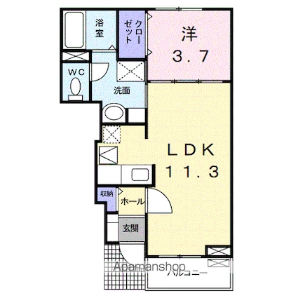 和歌山県和歌山市黒田[1LDK/37.13m2]の間取図