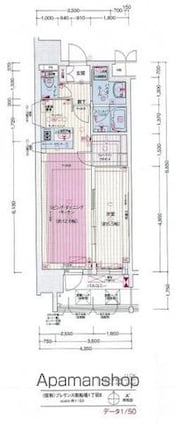 プレサンス心斎橋ニスト[1LDK/42.74m2]の間取図