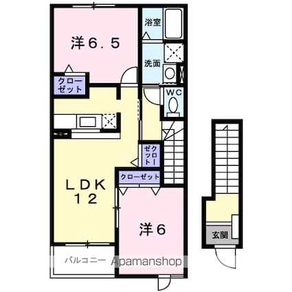 千葉県千葉市稲毛区萩台町[2LDK/58.86m2]の間取図