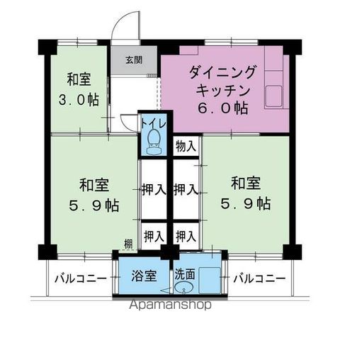 ビレッジハウス宮の前2号棟の間取り写真