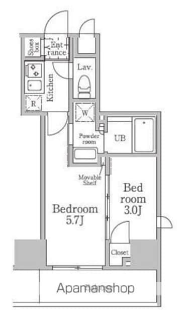 レジディア三軒茶屋Ⅲ[2K/26.3m2]の間取図