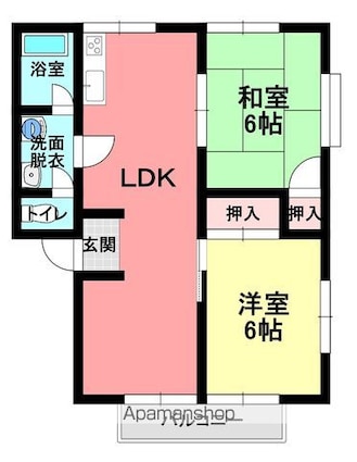 サンハイツＡ[2LDK/56.09m2]の間取図