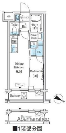 イプセ東高円寺[1DK/25.32m2]の間取図