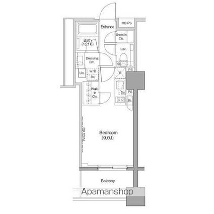 ザ・パークハビオ木場[1R/26.63m2]の間取図