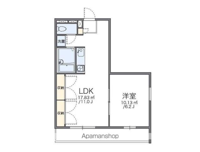 レオパレス拝島町[1LDK/36.43m2]の間取図