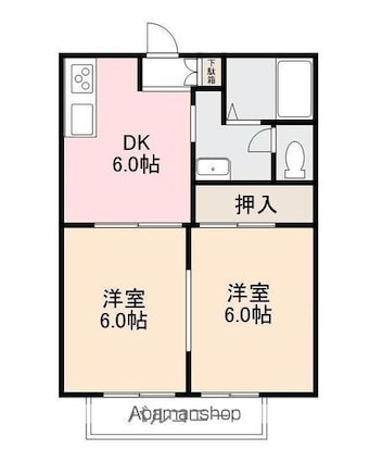 ロイヤルガーデン紙町[2DK/35.3m2]の間取図