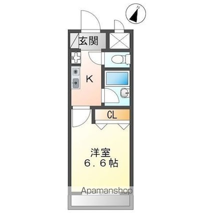 ヴィラ・パープル[1K/23.4m2]の間取図