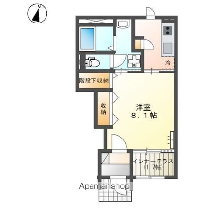 オアシスガーデン立花[1K/33.86m2]の間取図