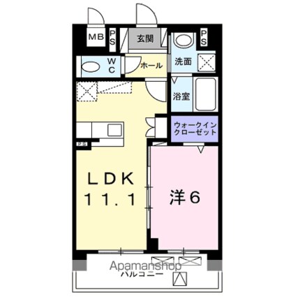 マリーナコート[1LDK/41.57m2]の間取図