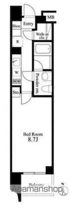 プライマル新宿若松町（旧イプセ新宿若松町）[1K/28.34m2]の間取図