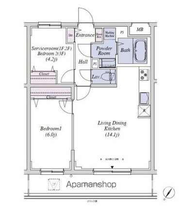 東京都練馬区早宮２丁目[2LDK/54.3m2]の間取図