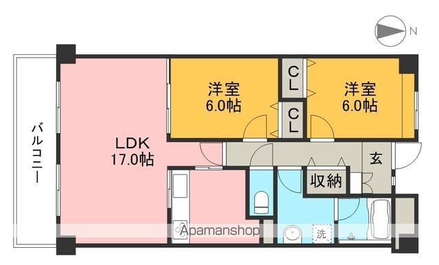 高知県高知市北本町４丁目[2LDK/66m2]の間取図