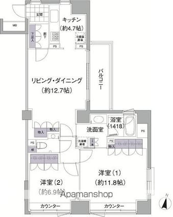 アビティ目黒[2LDK/81.6m2]の間取図