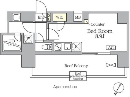 アジールコート三宿テラス[1R/25.58m2]の間取図