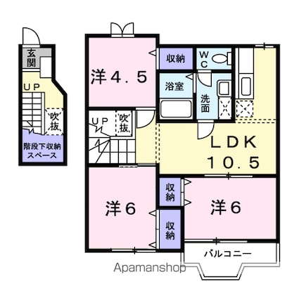 山梨県甲府市堀之内町[3LDK/65m2]の間取図