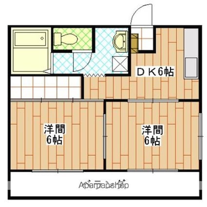 キャッスルモモＩ[2DK/38.88m2]の間取図