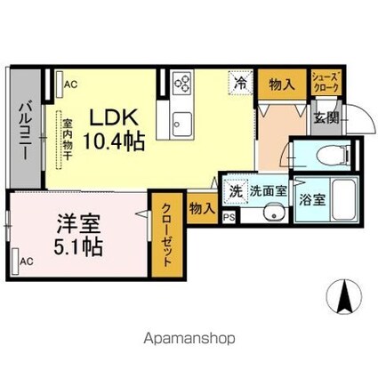 カーサリオ[1LDK/40.25m2]の間取図