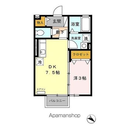 フラッツ槙尾[1DK/29.44m2]の間取図