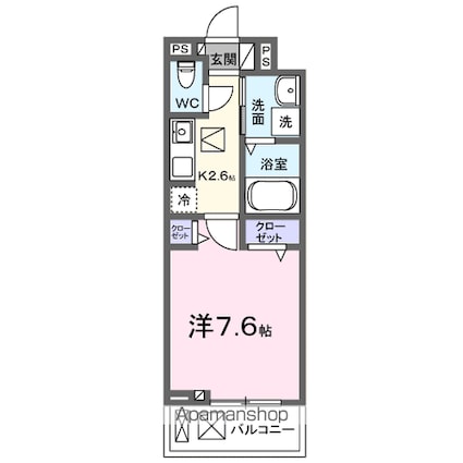 ヒカルサ甲府国母　ウエスト[1K/27.02m2]の間取図