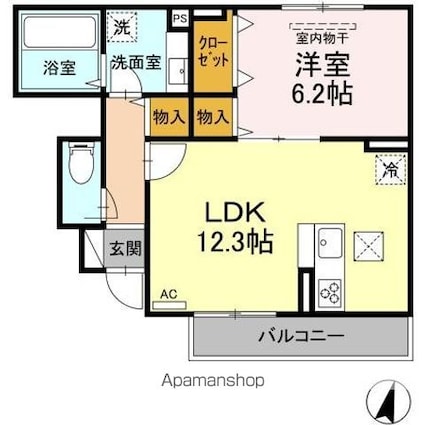 杜　セゾン[1LDK/45.8m2]の間取図