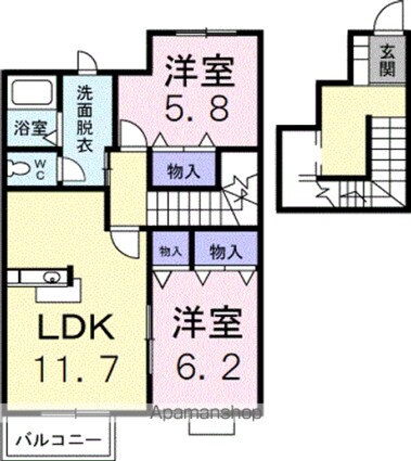 オルゴールＣ[2LDK/64.43m2]の間取図