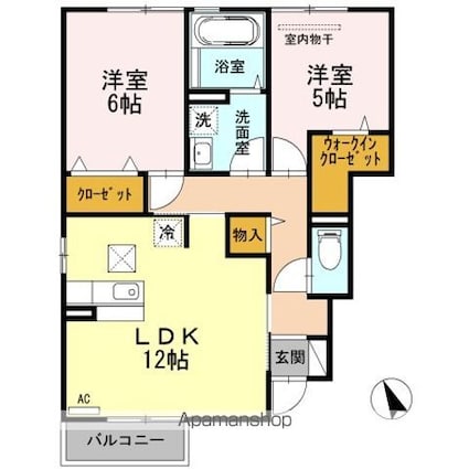 シャルムグレイスＩＩ　Ｂ棟[2LDK/59.49m2]の間取図