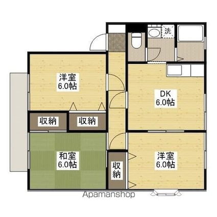 サンライフ南蔵王　Ａ[3DK/60.35m2]の間取図