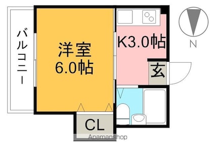 ＡＳマンション[1K/18.63m2]の間取図