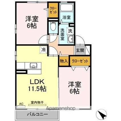 セジュール中山西[2LDK/53.76m2]の間取図