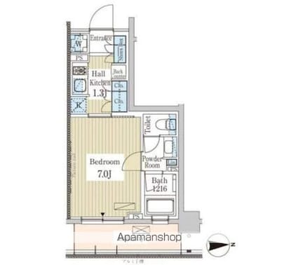 パークアクシス高田馬場テラス[1K/25.69m2]の間取図