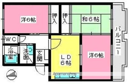 ハイム多々良川[3DK/62.44m2]の間取図