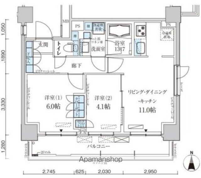 パークアクシス菊川ステーションゲート[2LDK/49.67m2]の間取図