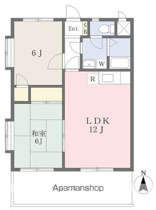 ヴェール上野[2LDK/53.01m2]の間取図
