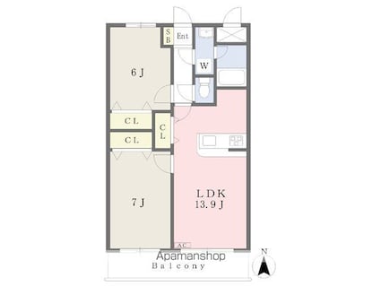 Ｂｒａｉｍ　Ｋｕｒａｎｉａ[2LDK/60.76m2]の間取図
