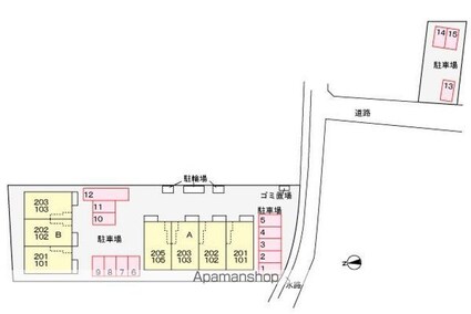 メゾン　コンソラトゥールＡ[1LDK/47.08m2]の配置図