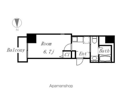 アルテミス平和[1K/23.41m2]の間取図