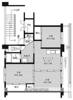 ビレッジハウス船木Ⅱ２号棟[3DK/53.08m2]の間取図