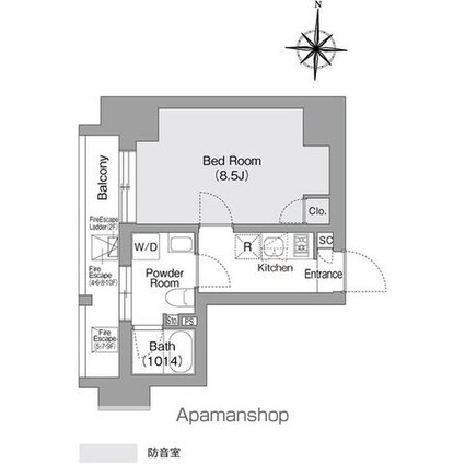 コンフォリア・リヴ森下ＭＵＴＩＯ[1K/25.81m2]の間取図